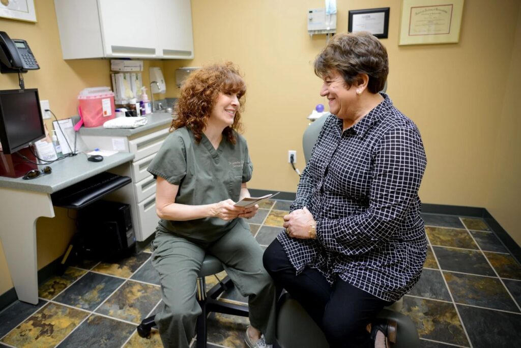 Patient and Doctor at dermatology associates of the bay area